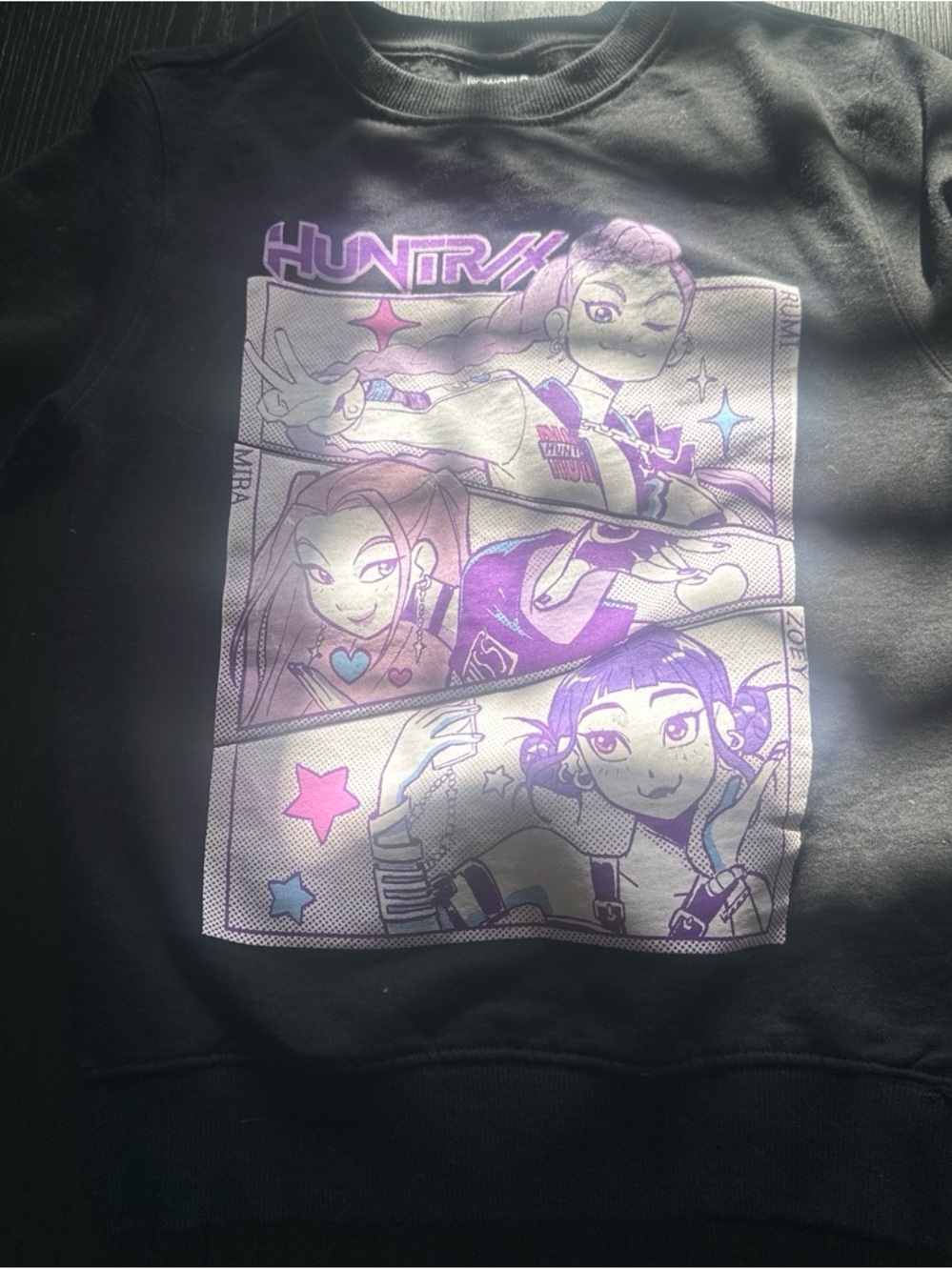 Bioworld Black Kids Sweatshirt with Purple & Pink Anime Graphic